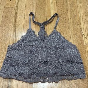 Silver Gray Lace Wireless Racerback Bralette  S/32C-D, 34A-B